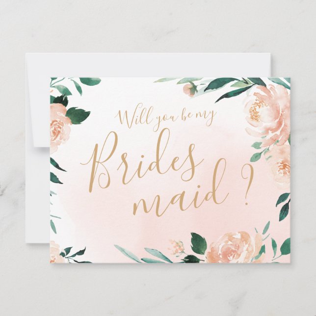 Romantic garden floral Will you be my bridesmaid Invitation (Front)