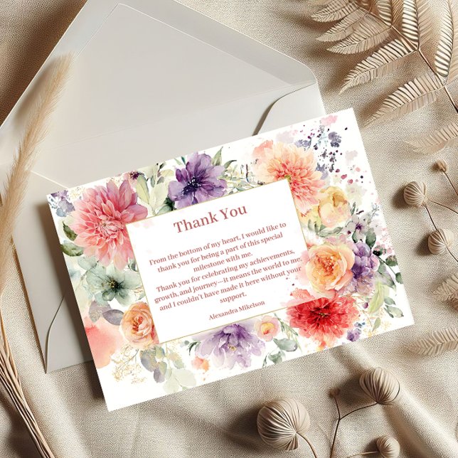 Romantic Garden Florals Sweet Sixteen Thank You Card (Creator Uploaded)