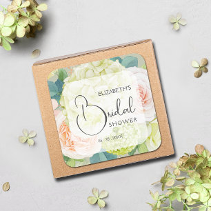 Romantic Garden Flowers Bridal Shower Square Sticker