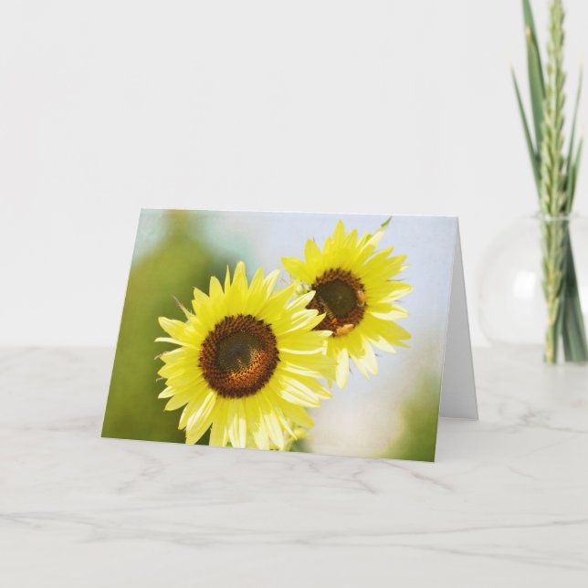 Romantic Garden Flowers Sunflowers Card (Front)