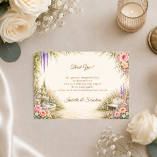 Romantic Garden Fountain Elegance Wedding Thank You Card
