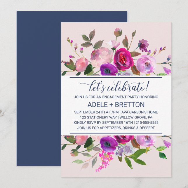 Romantic Garden Let's Celebrate Invitation (Front/Back)