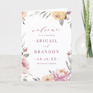 Romantic garden mauve floral wedding programme