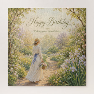 Romantic Garden Path Birthday Jigsaw Puzzle