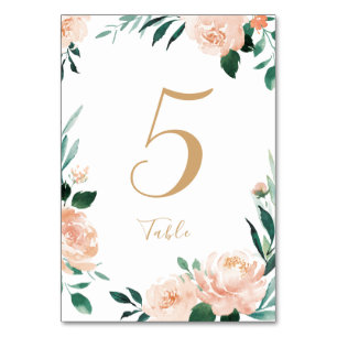 Romantic garden peach floral wedding table card