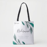 Romantic Garden Personalised Bridesmaid Tote Bag<br><div class="desc">Simple chic watercolour branches in sage and jade green personalised wedding party tote bag.  Designed to match our Romantic Garden Wedding Suite Collection.</div>