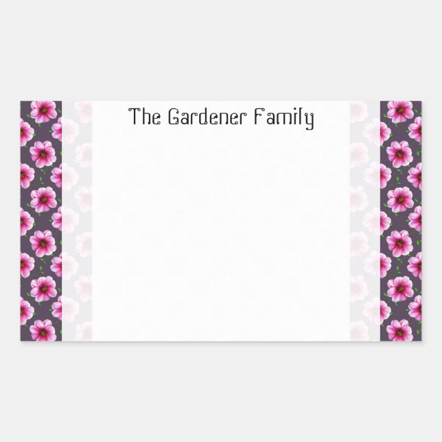Romantic Garden Pink Dahlia Flower on any Colour Rectangular Sticker (Front)