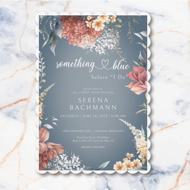 Romantic Garden Something Blue Bridal Shower Invitation (Romantic Garden Something Blue Bridal Shower Invitation)