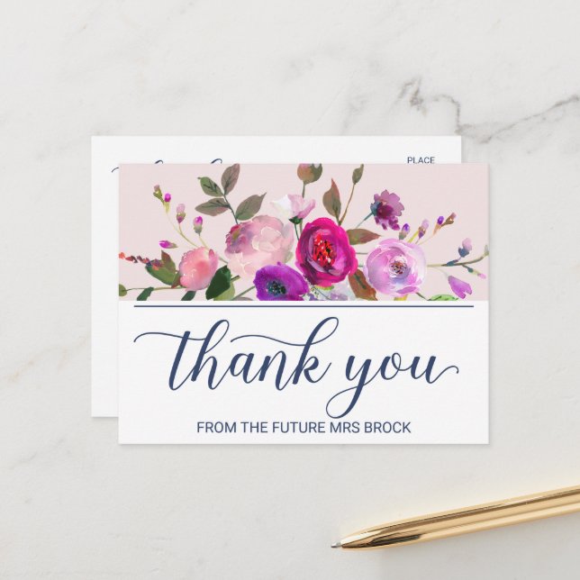 Romantic Garden Thank You Postcard (Front/Back In Situ)