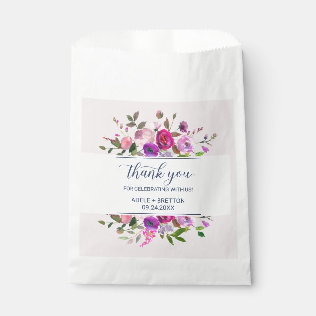Romantic Garden Thank You Wedding Favour Bags (Front)