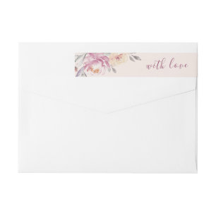 Romantic garden watercolor floral wedding wrap around label