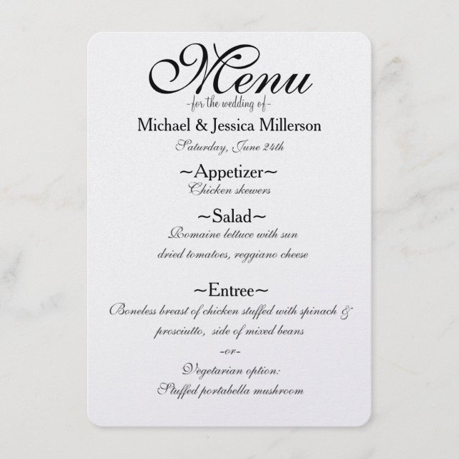 Romantic Garden Watercolor Flowers Wedding Menu (Front)