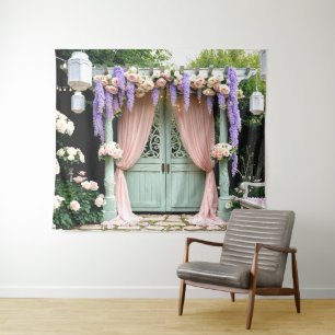 Romantic Garden Wedding Backdrop Tapestry