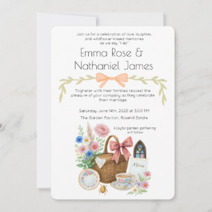Romantic Garden Wedding Cottagecore Vintage Style Invitation