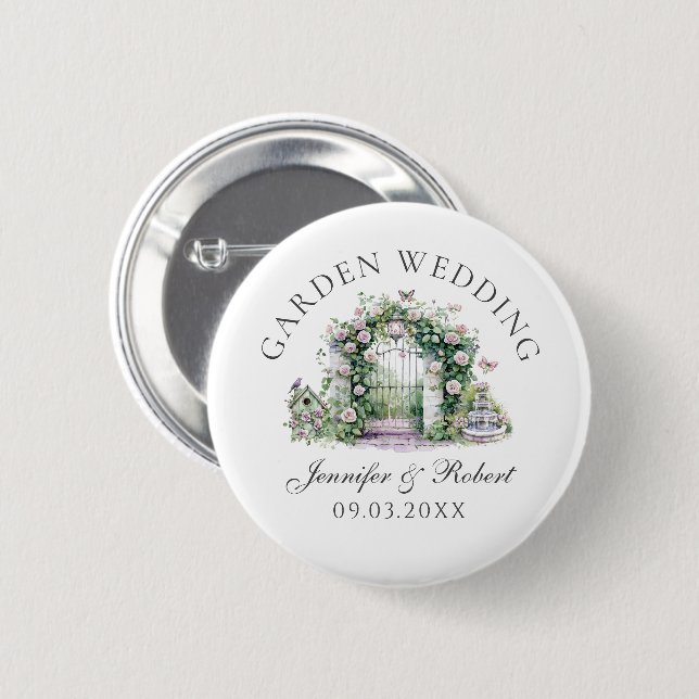 Romantic Garden Wedding Floral Arch Fountain 6 Cm Round Badge (Front & Back)