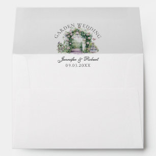 Romantic Garden Wedding Floral Arch Fountain Envelope
