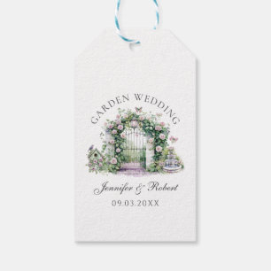 Romantic Garden Wedding Floral Arch Fountain Gift Tags