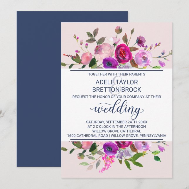 Romantic Garden Wedding Invitation (Front/Back)
