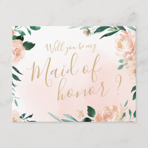 Romantic garden Will you be my maid of honour Invitation