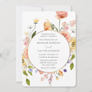 Romantic Garden Wreath Wedding Invitation