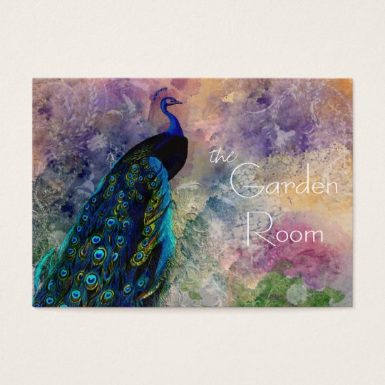 Romantic Gazebo Peacock and Watercolor Business Card