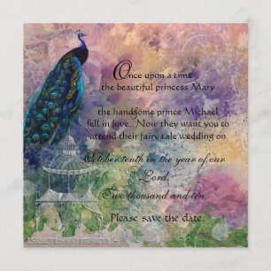 Romantic Gazebo Peacock and Watercolor Save The Date