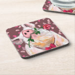 Romantic Gentleman Pig Funny Coaster<br><div class="desc">Romantic Gentleman Pig Funny Coasters MIGNED Painting - Customizable</div>