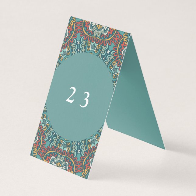Romantic Geometric Mandala soft blue grey and red (Front)