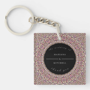 Romantic Geometric Mandala soft Pink Black Key Ring