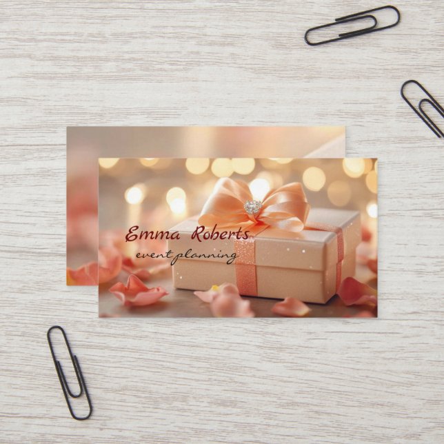 Romantic Gift Box Elegant Ribbon Rose Petals  Business Card (Front/Back In Situ)