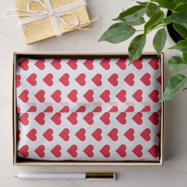 Romantic gift wrap tissue paper with red hearts (Gift)