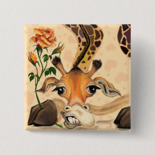 Romantic Giraffe Funny Button