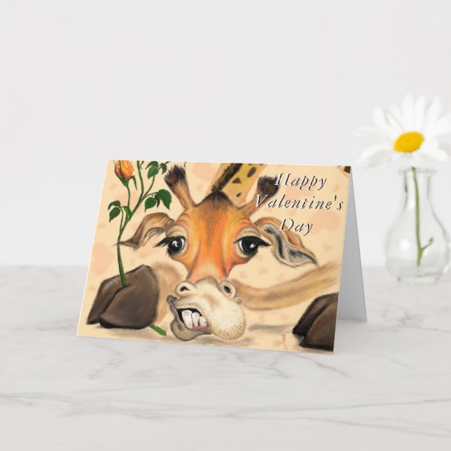 Romantic Giraffe Funny Valentine's Day Card (Small Plant)