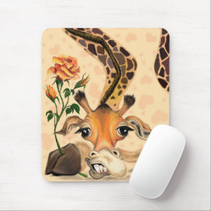 Romantic Giraffe - Gentleman - Add Your Text /Name Mouse Mat