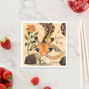Romantic Giraffe - Gentleman - Add Your Text /Name Napkin