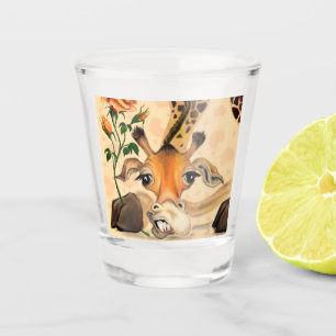 Romantic Giraffe - Gentleman - Add Your Text /Name Shot Glass