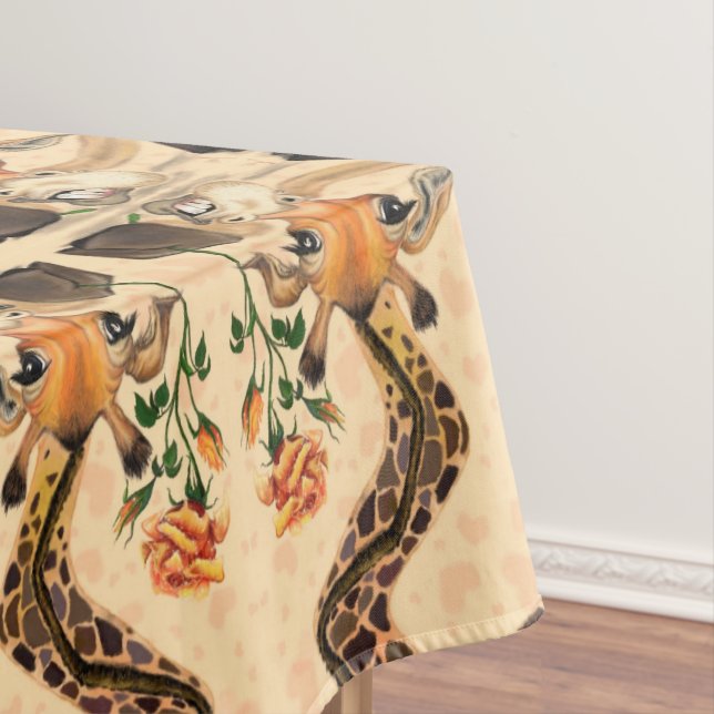 Romantic Giraffe - Gentleman - Add Your Text /Name Tablecloth (In Situ)