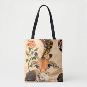 Romantic Giraffe - Gentleman - Add Your Text /Name Tote Bag