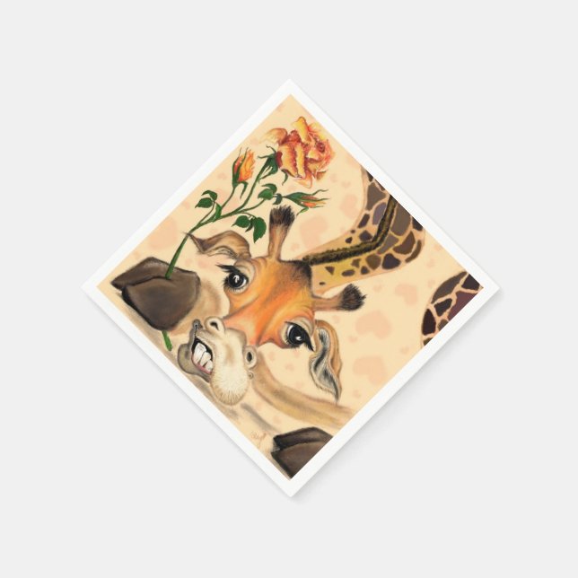 Romantic Giraffe - Gentleman - Funny Napkin (Corner)