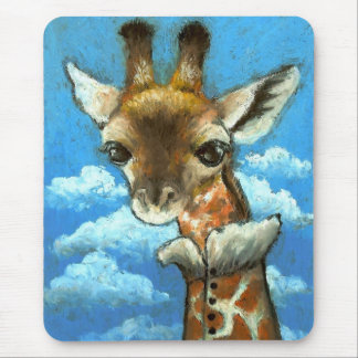 Romantic giraffe mouse mat