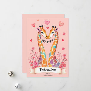 Romantic Giraffe Valentine’s Day Holiday Card