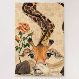 Romantic Giraffe with Rose Funny Puzzle Love Gift