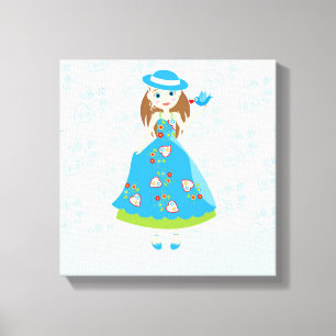 Romantic girl birthday party canvas print
