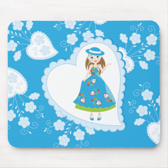 Romantic girl birthday party mouse mat (Front)