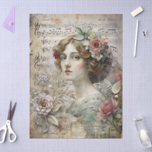 Romantic Girly Victorian Vintage Ephemera Florals Tissue Paper
