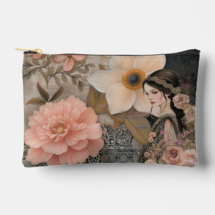 Romantic Girly Vintage Floral Abstract Collage Accessory Pouch