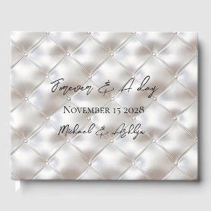 Romantic Glam White Faux Leather Wedding Guest Book