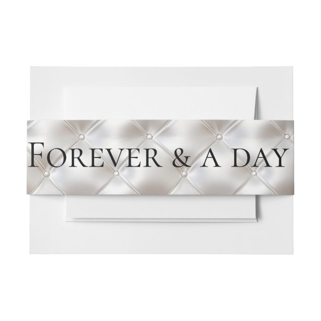 Romantic Glam White Faux Leather Wedding Invitation Belly Band (Front Example)