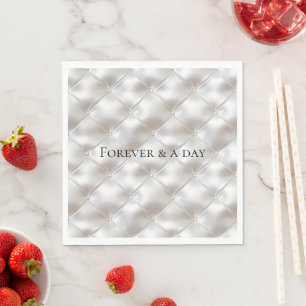 Romantic Glam White Faux Leather Wedding Napkin