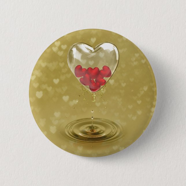 Romantic Glass Heart Design 6 Cm Round Badge (Front)